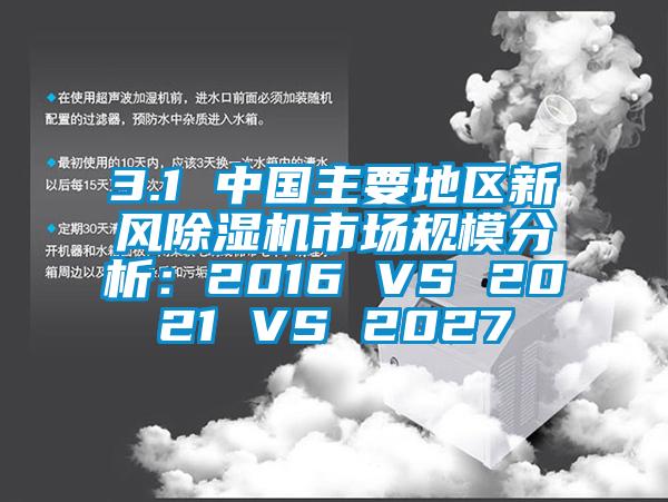 3.1 中国主要地区新风除湿机市场规模分析：2016 VS 2021 VS 2027